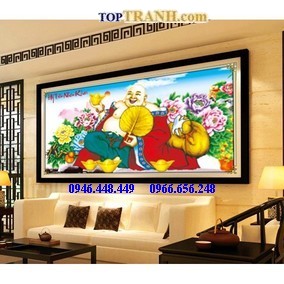Tranh gắn đá phật di lặc